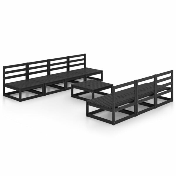 WOWONA 8-tlg. Garten-Lounge-Set Schwarz Massivholz Kiefer