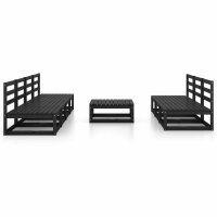 WOWONA 8-tlg. Garten-Lounge-Set Schwarz Massivholz Kiefer