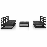 WOWONA 8-tlg. Garten-Lounge-Set Schwarz Massivholz Kiefer