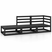 vidaXL 3-tlg. Garten-Lounge-Set Schwarz Massivholz Kiefer