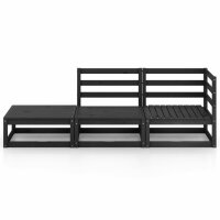 vidaXL 3-tlg. Garten-Lounge-Set Schwarz Massivholz Kiefer