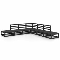 vidaXL 7-tlg. Garten-Lounge-Set Schwarz Massivholz Kiefer