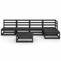 WOWONA 5-tlg. Garten-Lounge-Set Schwarz Massivholz Kiefer