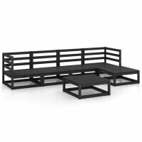 WOWONA 6-tlg. Garten-Lounge-Set Schwarz Massivholz Kiefer