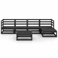 WOWONA 6-tlg. Garten-Lounge-Set Schwarz Massivholz Kiefer