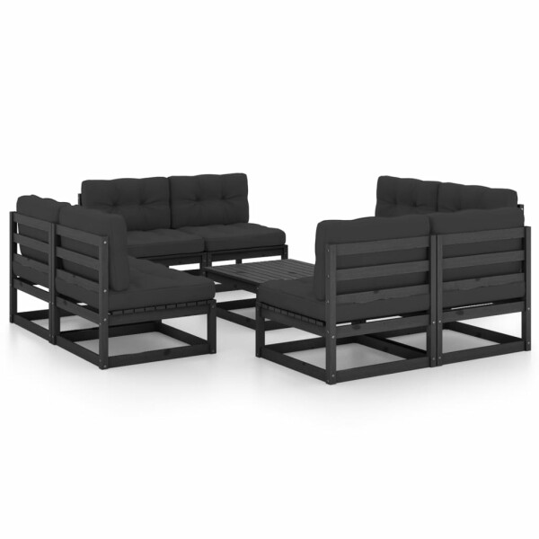 vidaXL 9-tlg. Garten-Lounge-Set mit Kissen Massivholz Kiefer