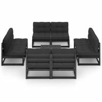 vidaXL 9-tlg. Garten-Lounge-Set mit Kissen Massivholz Kiefer