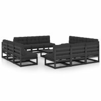 vidaXL 13-tlg. Garten-Lounge-Set mit Kissen Massivholz...