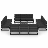 vidaXL 13-tlg. Garten-Lounge-Set mit Kissen Massivholz...