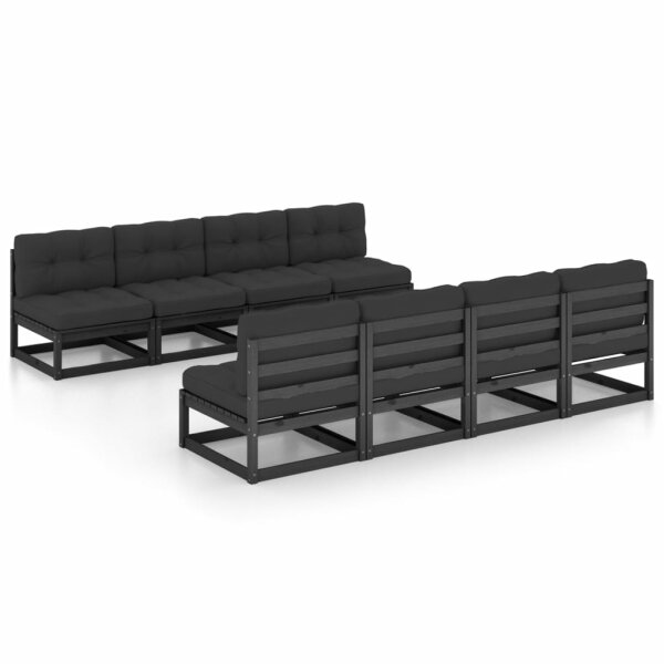 vidaXL 9-tlg. Garten-Lounge-Set mit Kissen Massivholz Kiefer