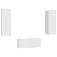 vidaXL 3-tlg. TV-Schrank-Set Weiß Holzwerkstoff