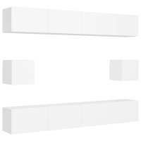 vidaXL 6-tlg. TV-Schrank-Set Weiß Holzwerkstoff