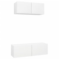 vidaXL 2-tlg. TV-Schrank-Set Weiß Holzwerkstoff