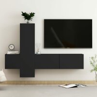 vidaXL 3-tlg. TV-Schrank-Set Schwarz Holzwerkstoff