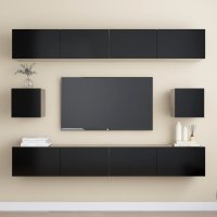 vidaXL 6-tlg. TV-Schrank-Set Schwarz Holzwerkstoff