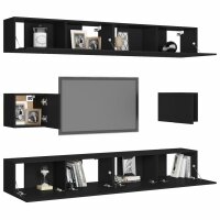 vidaXL 6-tlg. TV-Schrank-Set Schwarz Holzwerkstoff