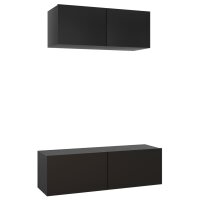 vidaXL 2-tlg. TV-Schrank-Set Schwarz Holzwerkstoff