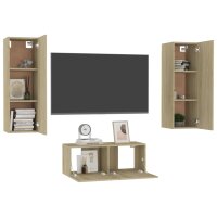 vidaXL 3-tlg. TV-Schrank-Set Sonoma-Eiche Holzwerkstoff