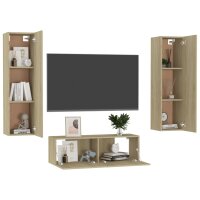 vidaXL 3-tlg. TV-Schrank-Set Sonoma-Eiche Holzwerkstoff