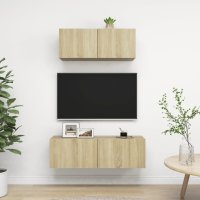 vidaXL 2-tlg. TV-Schrank-Set Sonoma-Eiche Holzwerkstoff