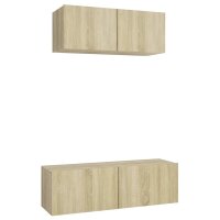 vidaXL 2-tlg. TV-Schrank-Set Sonoma-Eiche Holzwerkstoff