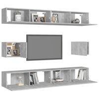 vidaXL 6-tlg. TV-Schrank-Set Betongrau Holzwerkstoff