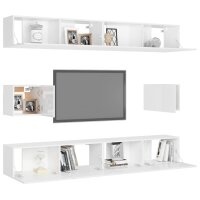 vidaXL 6-tlg. TV-Schrank-Set Hochglanz-Wei&szlig; Holzwerkstoff