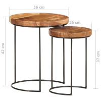 vidaXL 2-tlg. Couchtisch-Set Akazie Massivholz und Stahl