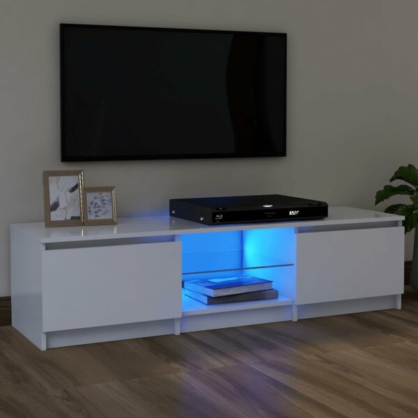 vidaXL TV-Schrank mit LED-Leuchten Wei&szlig; 120x30x35,5 cm