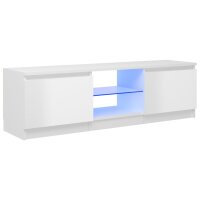 vidaXL TV-Schrank mit LED-Leuchten Hochglanz-Wei&szlig; 120x30x35,5 cm