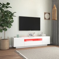 vidaXL TV-Schrank mit LED-Leuchten Hochglanz-Wei&szlig; 160x35x40 cm