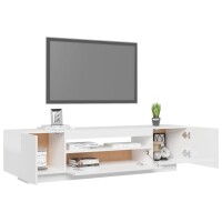 vidaXL TV-Schrank mit LED-Leuchten Hochglanz-Wei&szlig; 160x35x40 cm