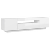 vidaXL TV-Schrank mit LED-Leuchten Hochglanz-Wei&szlig; 160x35x40 cm