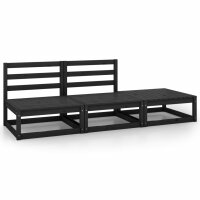 vidaXL 3-tlg. Garten-Lounge-Set Schwarz Massivholz Kiefer