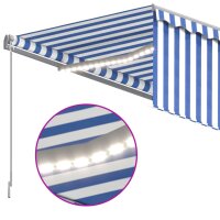 vidaXL Gelenkarmmarkise mit Volant &amp; LED 3x2,5 m Blau &amp; Wei&szlig;