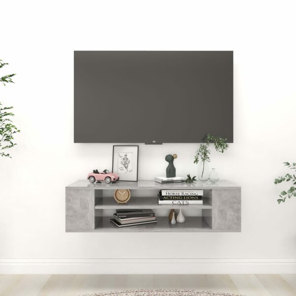 vidaXL TV-H&auml;ngeschrank Betongrau 100x30x26,5 cm Holzwerkstoff