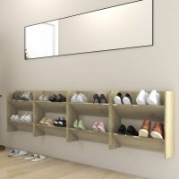 vidaXL Wand-Schuhschr&auml;nke 4 Stk. Sonoma-Eiche 60x18x60cm Holzwerkstoff