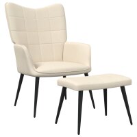 vidaXL Relaxsessel mit Hocker Creme Stoff