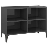 vidaXL TV-Schrank mit Metallbeinen Hochglanz-Grau 69,5x30x50cm