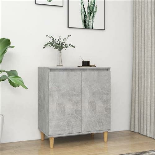 vidaXL Sideboard mit Massivholz-Beinen Betongrau 60x35x70 cm