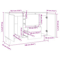 vidaXL Sideboard Sonoma-Eiche 103,5x35x70 cm Holzwerkstoff