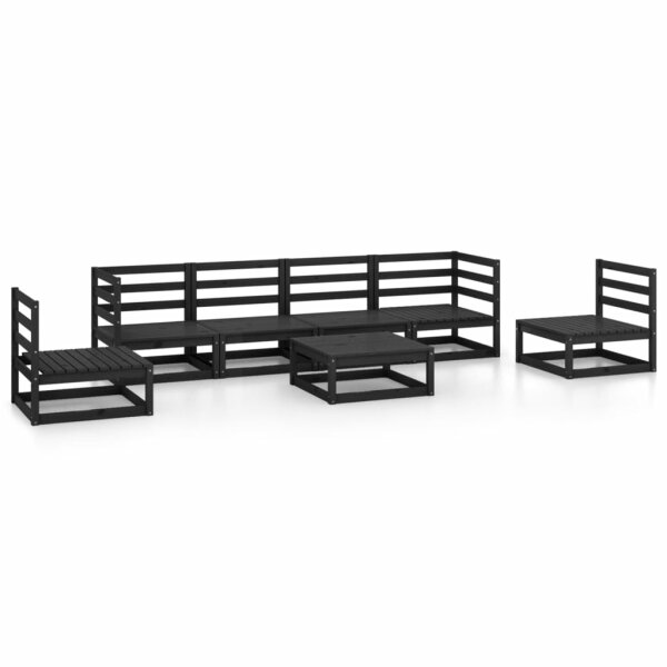 vidaXL 7-tlg. Garten-Lounge-Set Schwarz Massivholz Kiefer