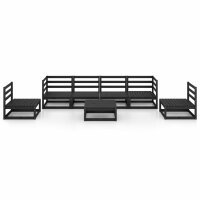 vidaXL 7-tlg. Garten-Lounge-Set Schwarz Massivholz Kiefer