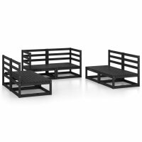 vidaXL 6-tlg. Garten-Lounge-Set Schwarz Massivholz Kiefer