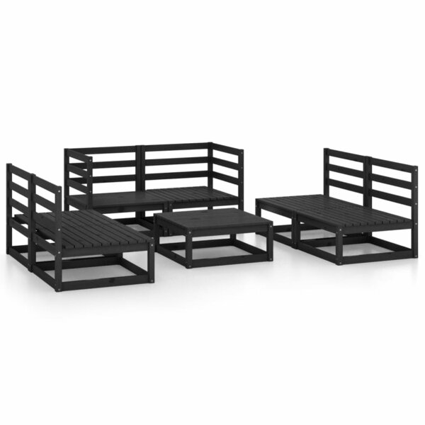 vidaXL 7-tlg. Garten-Lounge-Set Schwarz Massivholz Kiefer