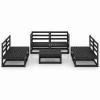 vidaXL 7-tlg. Garten-Lounge-Set Schwarz Massivholz Kiefer