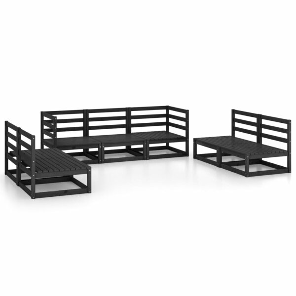 vidaXL 7-tlg. Garten-Lounge-Set Schwarz Massivholz Kiefer