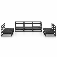 vidaXL 7-tlg. Garten-Lounge-Set Schwarz Massivholz Kiefer