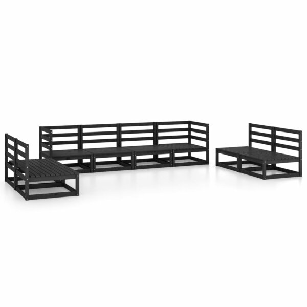 vidaXL 8-tlg. Garten-Lounge-Set Schwarz Massivholz Kiefer