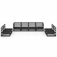 vidaXL 8-tlg. Garten-Lounge-Set Schwarz Massivholz Kiefer